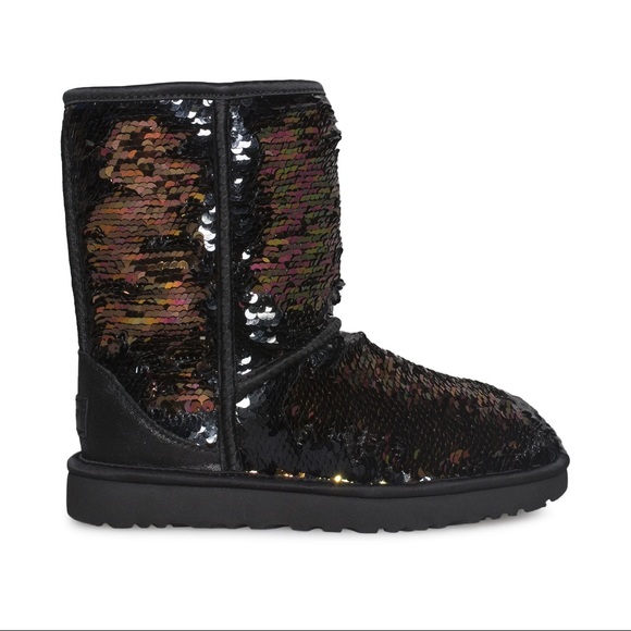 UGG Classic Short Sequin Black Boots - Women's - Picture 1 of 7